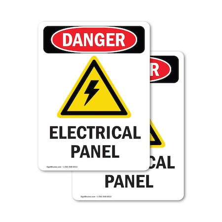 Signmission Electrical Panel Danger Sign, Vinyl Decal, 12in W x 18in L, 2PK OS-2PACK-DS-D-1218-V-2213